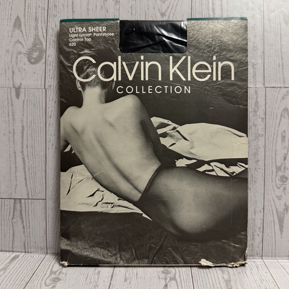 Vintage 1990 Calvin Klein Pantyhose Ultra Sheer Control Top Size B (Med) Black‎